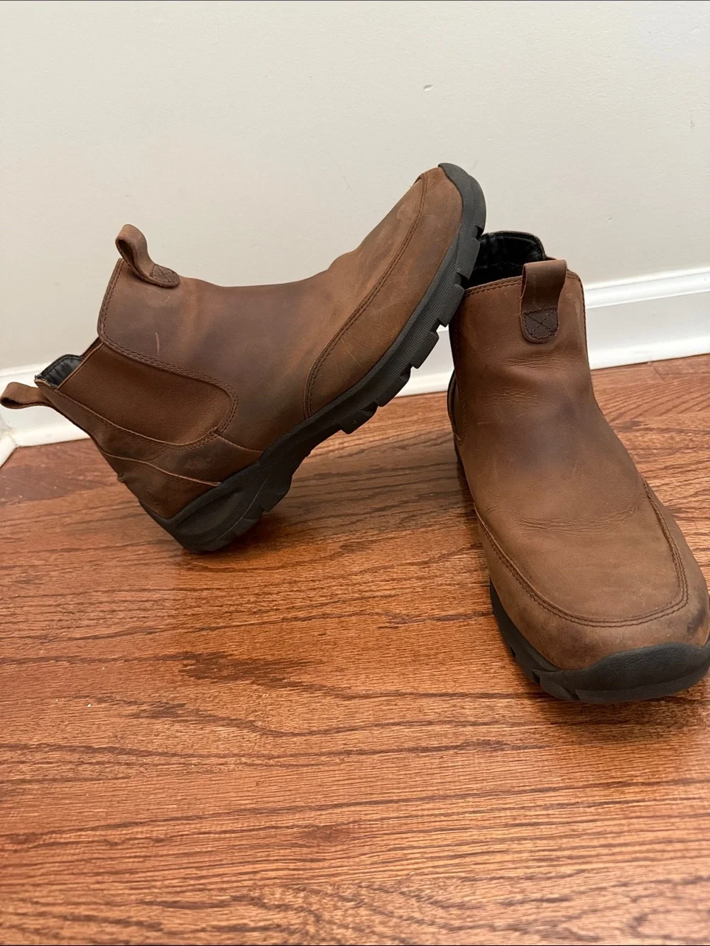 Lands' End Men's Brown Leather Slip On Boots